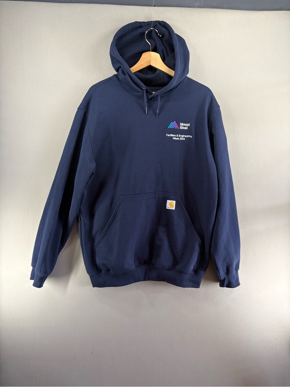 Carhartt Men Loose Fit Hoodie Navy Size Medium Mount Sinai Logo TS0121-M